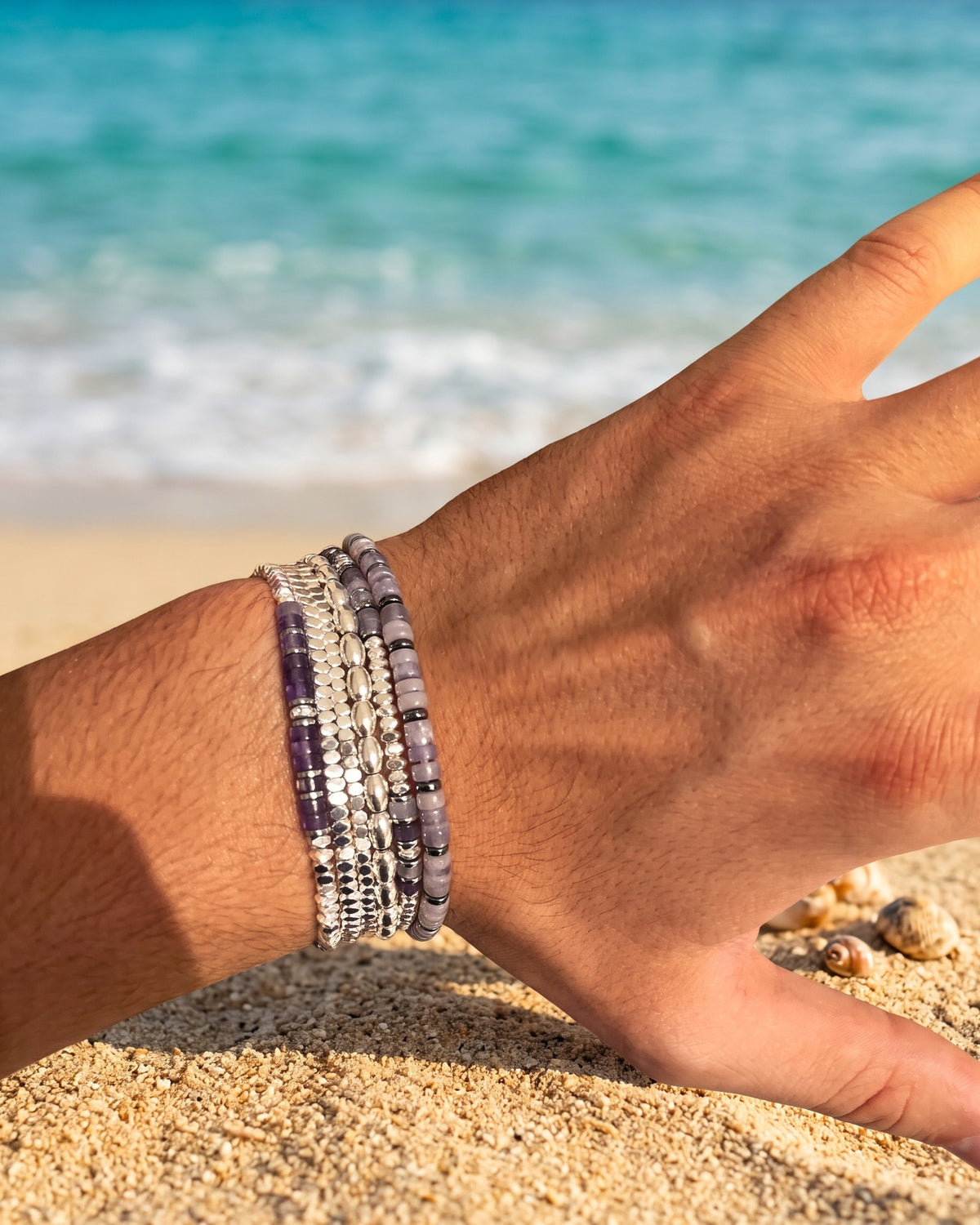 The Amethyst Set on the beach