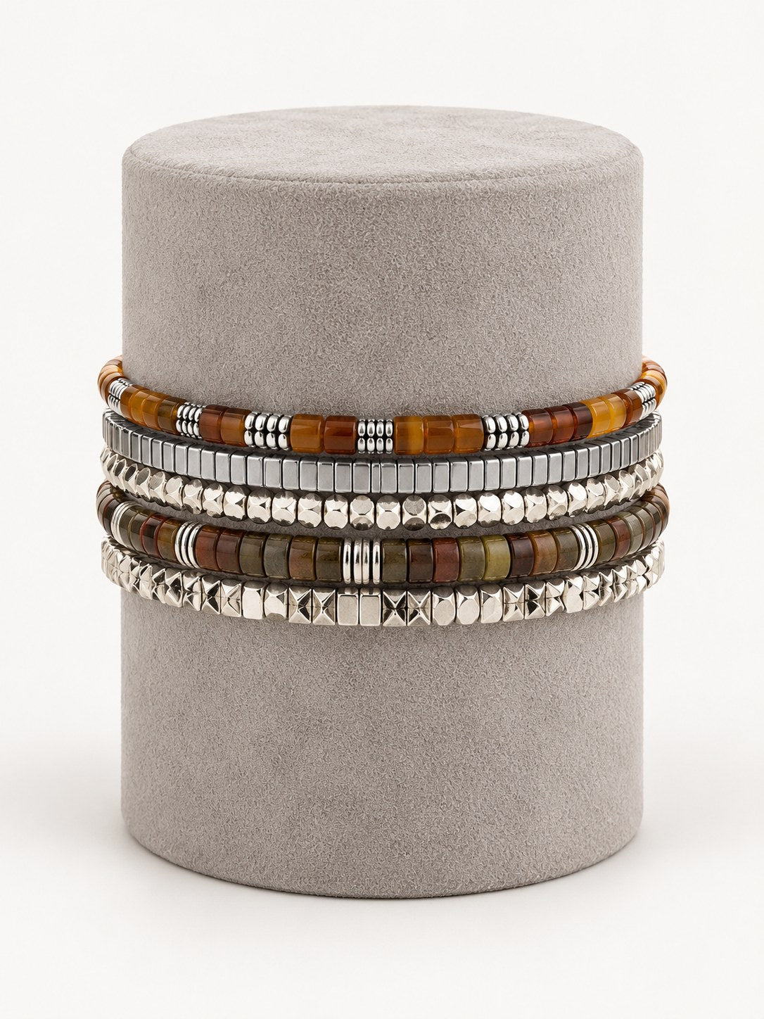 The Carnelian Set on a suede stand