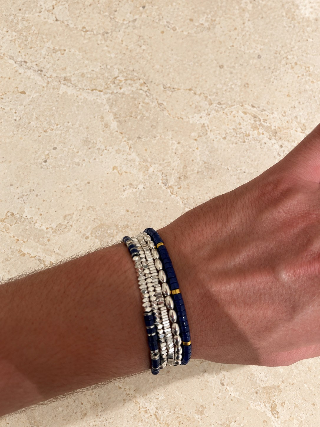 The Lapis Set on the wrist